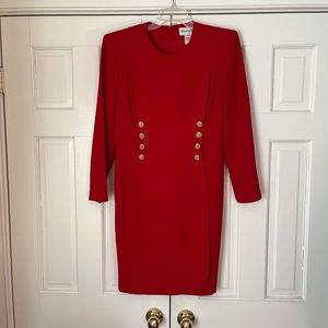 Vintage Bloomingdale’s Wool Cherry Red Gold Buttons Size 8